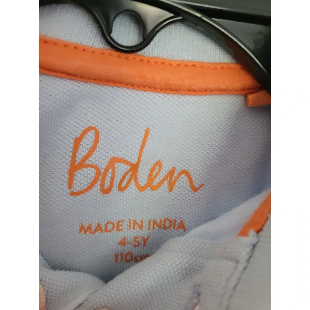 Boden Boys Light Blue Orange Lobster Print Polo Shirt Size 4-5Y Nautical #5